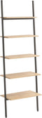 vidaXL - Ladderrek - met - 5 - schappen - 64x34x185,5 - cm - lichtbruin - en - zwart