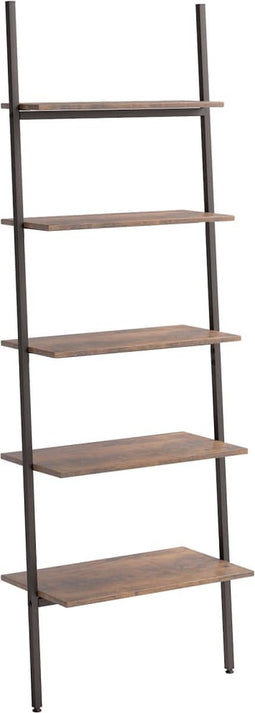 vidaXL - Ladderrek - met - 5 - schappen - 64x34x185,5 - cm - donkerbruin - en - zwart