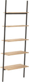 vidaXL - Ladderrek - met - 5 - schappen - 64x34x185,5 - cm - lichtbruin - en - zwart