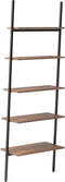 vidaXL - Ladderrek - met - 5 - schappen - 64x34x185,5 - cm - donkerbruin - en - zwart