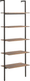 vidaXL - Ladderrek - met - 5 - schappen - 64x35x185 - cm - donkerbruin - en - zwart