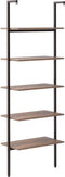 vidaXL - Ladderrek - met - 5 - schappen - 64x35x185 - cm - donkerbruin - en - zwart