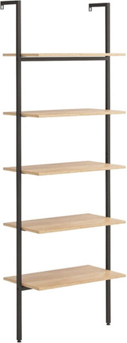 vidaXL - Ladderrek - met - 5 - schappen - 64x35x185 - cm - lichtbruin - en - zwart
