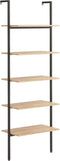vidaXL - Ladderrek - met - 5 - schappen - 64x35x185 - cm - lichtbruin - en - zwart
