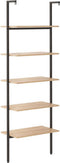 vidaXL - Ladderrek - met - 5 - schappen - 64x35x185 - cm - lichtbruin - en - zwart