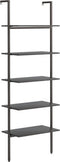 vidaXL - Ladderrek - met - 5 - schappen - 64x35x185 - cm - zwart