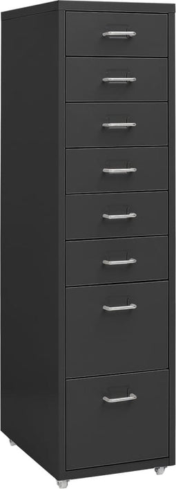 vidaXL - Ladeblok - verrijdbaar - 28x41x109 - cm - metaal - antracietkleurig