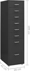 vidaXL - Ladeblok - verrijdbaar - 28x41x109 - cm - metaal - antracietkleurig