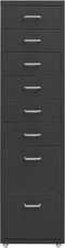 vidaXL - Ladeblok - verrijdbaar - 28x41x109 - cm - metaal - antracietkleurig