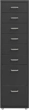 vidaXL - Ladeblok - verrijdbaar - 28x41x109 - cm - metaal - antracietkleurig