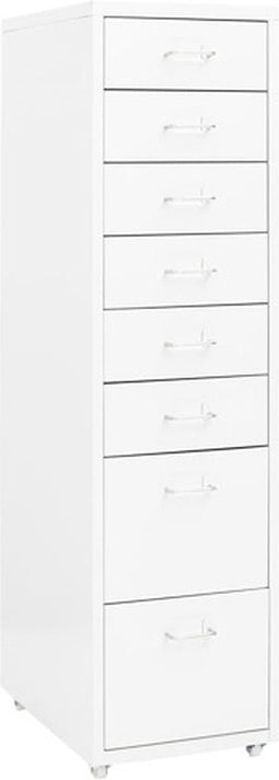 vidaXL - Ladeblok - verrijdbaar - 28x41x109 - cm - metaal - wit