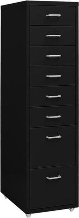 vidaXL - Ladeblok - verrijdbaar - 28x41x109 - cm - metaal - zwart