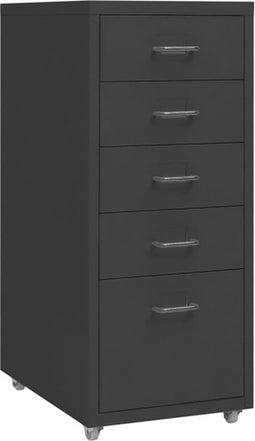 vidaXL - Ladeblok - verrijdbaar - 28x41x69 - cm - metaal - antracietkleurig
