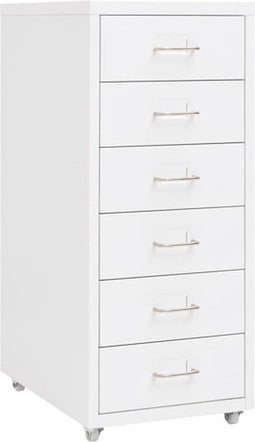 vidaXL - Ladeblok - verrijdbaar - 28x41x69 - cm - metaal - wit