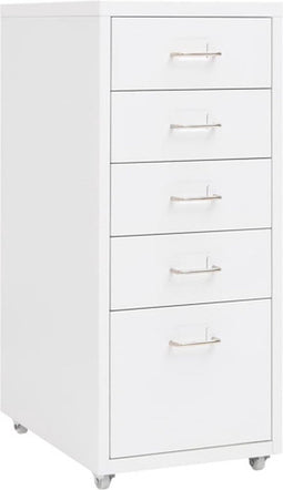 vidaXL - Ladeblok - verrijdbaar - 28x41x69 - cm - metaal - wit