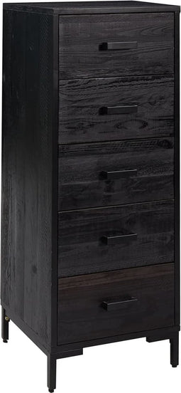 vidaXL - Ladekast - 42x35x110 - cm - massief - grenenhout - zwart