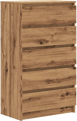 vidaXL - Ladekast - 60x36x103 - cm - bewerkt - hout - artisanaal - eikenkleur