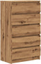 vidaXL - Ladekast - 60x36x103 - cm - bewerkt - hout - artisanaal - eikenkleur