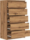 vidaXL - Ladekast - 60x36x103 - cm - bewerkt - hout - artisanaal - eikenkleur