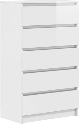 vidaXL - Ladekast - 60x36x103 - cm - bewerkt - hout - hoogglans - wit
