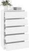 vidaXL - Ladekast - 60x36x103 - cm - bewerkt - hout - hoogglans - wit
