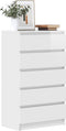 vidaXL - Ladekast - 60x36x103 - cm - bewerkt - hout - hoogglans - wit
