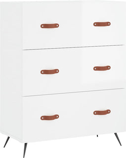 vidaXL - Ladekast - 69,5x34x90 - cm - bewerkt - hout - hoogglans - wit