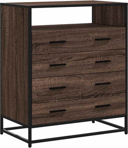 vidaXL - Ladekast - 70x41x83,5 - cm - bewerkt - hout - bruin - eikenkleur
