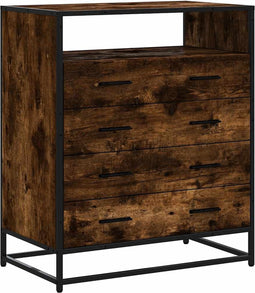 vidaXL - Ladekast - 70x41x83,5 - cm - bewerkt - hout - gerookt - eikenkleurig