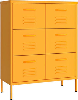 vidaXL - Ladekast - 80x35x101,5 - cm - staal - mosterdgeel