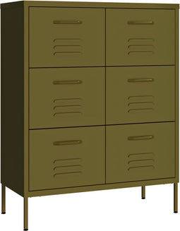 vidaXL - Ladekast - 80x35x101,5 - cm - staal - olijfgroen