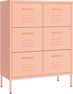 vidaXL - Ladekast - 80x35x101,5 - cm - staal - roze