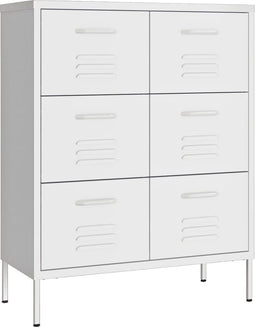 vidaXL - Ladekast - 80x35x101,5 - cm - staal - wit