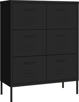 vidaXL - Ladekast - 80x35x101,5 - cm - staal - zwart