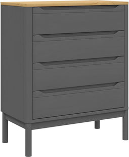 vidaXL - Ladekast - FLORO - massief - grenenhout - grijs