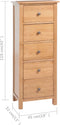 vidaXL - Ladekast - hoog - 45x32x110 - cm - massief - eikenhout