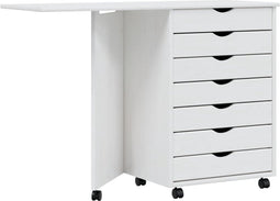vidaXL - Ladekast - met - bureau - MOSS - verrijdbaar - massief - grenenhout - wit