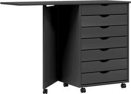 vidaXL - Ladekast - met - bureau - MOSS - verrijdbaar - massief - grenenhout - grijs