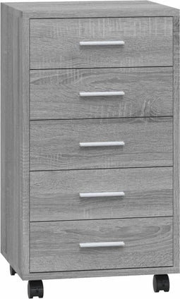 vidaXL - Ladekast - met - wieltjes - bewerkt - hout - grijs - sonoma - eiken