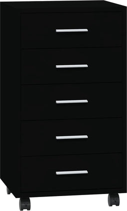 vidaXL - Ladekast - met - wieltjes - bewerkt - hout - zwart