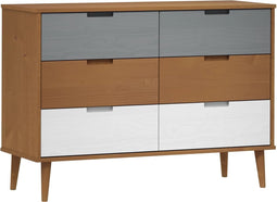 vidaXL - Ladekast - MOLDE - 113x40x80 - cm - massief - grenenhout - bruin