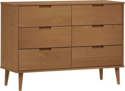vidaXL - Ladekast - MOLDE - 113x40x80 - cm - massief - grenenhout - bruin
