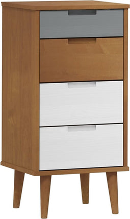 vidaXL - Ladekast - MOLDE - 40x35x82 - cm - massief - grenenhout - bruin