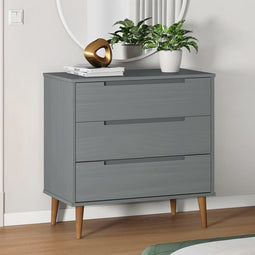 vidaXL - Ladekast - MOLDE - 80x40x80 - cm - massief - grenenhout - grijs