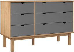 vidaXL - Ladekast - OTTA - 111x43x73,5 - cm - grenenhout - bruin - en - grijs