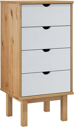 vidaXL - Ladekast - OTTA - 45x39x90 - cm - massief - grenenhout - bruin - en - wit