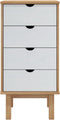 vidaXL - Ladekast - OTTA - 45x39x90 - cm - massief - grenenhout - bruin - en - wit