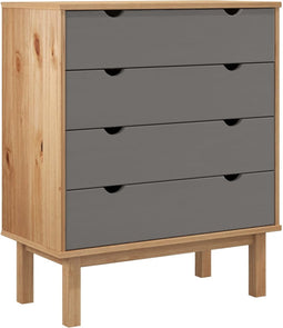 vidaXL - Ladekast - OTTA - 76,5x39,5x90 - cm - massief - grenenhout - bruin - en - grijs