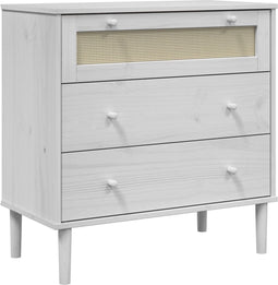 vidaXL - Ladekast - SENJA - rattan-look - 80x40x80 - cm - massief - grenenhout - wit