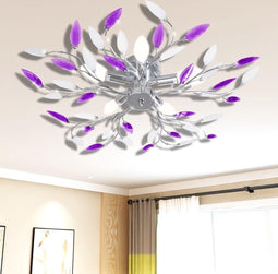 vidaXL Lamp met kristallen bladeren van acryl voor 5x E14 paars en wit